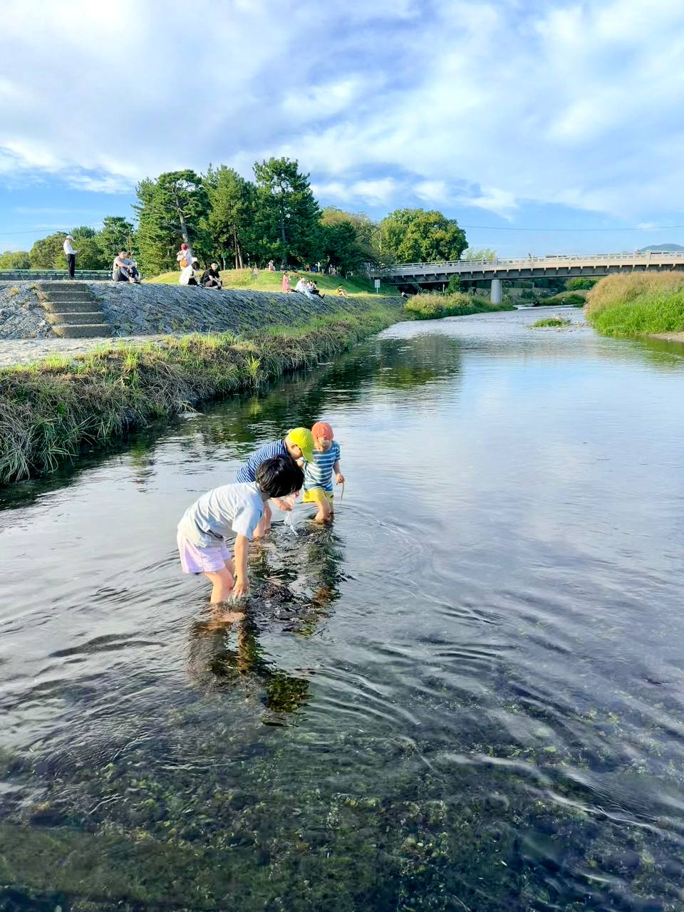 Kids playing in river